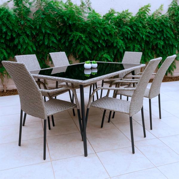Set mobilă grădină Hola Solid Ratan artificial / Sticlă / Rattan artificial / Beige photo 3