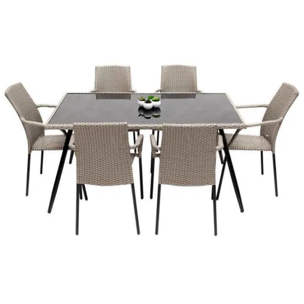 Set mobilă grădină Hola Solid Ratan artificial / Sticlă / Rattan artificial / Beige photo 4