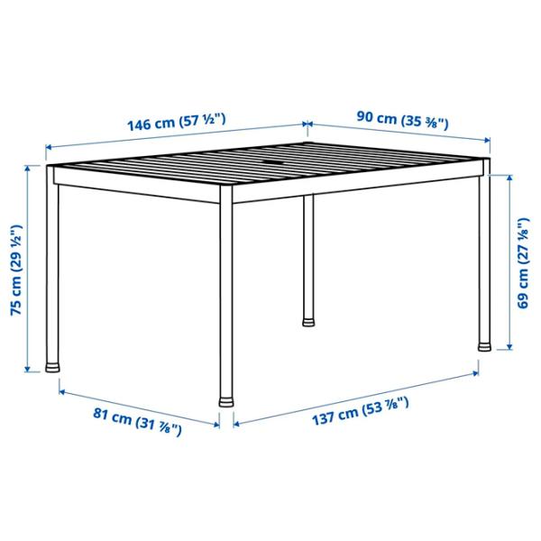 Masă de grădină Ikea Segeron Dreptunghiular / Gray Green photo 6