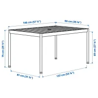 Садовый стол Ikea Segeron Прямоугольный / Серый Зеленый photo 6