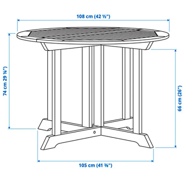 Садовый стол Ikea Bondholmen 108 Круглый / White Белый photo 5