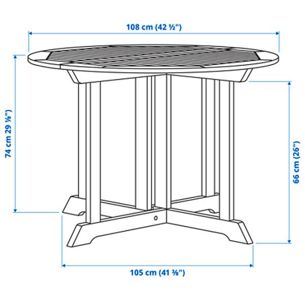 Садовый стол Ikea Bondholmen 108 Круглый / White Белый photo 5