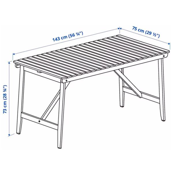 Masă de grădină Ikea Askholmen Dreptunghiular / Brown Brown photo 5