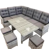 Set mobilă grădină Hola Houston Ratan artificial / Sticlă / Rattan artificial / Beige