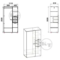 Dulap KompaniT 19 111 x 61.9 x 202.8 / PAL / Bright studio photo 2