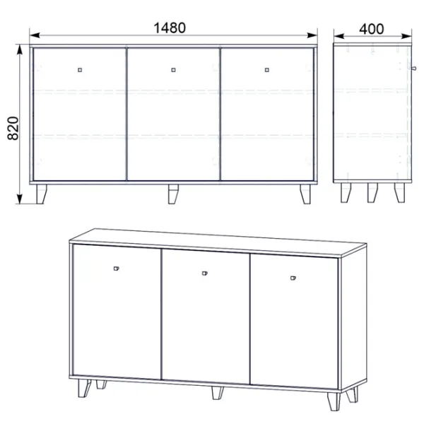Комод KompaniT 30 82 x 148 x 40см / ЛДСП / Дуб Сонома photo 2