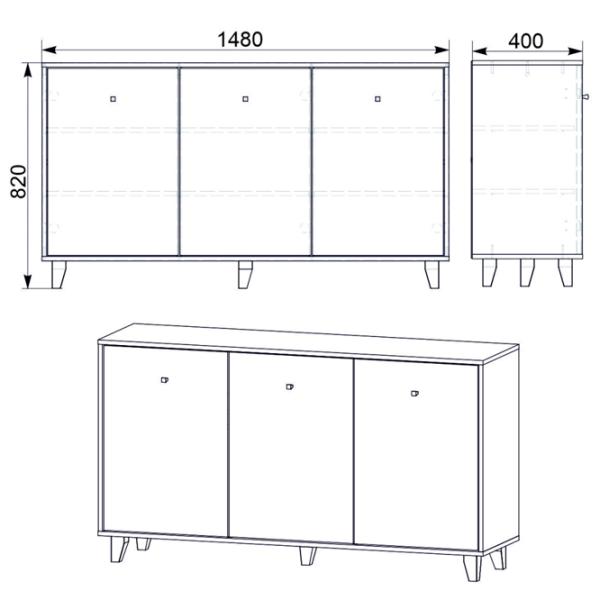Комод KompaniT 30 82 x 148 x 40см / ЛДСП / Дуб Сонома photo 2
