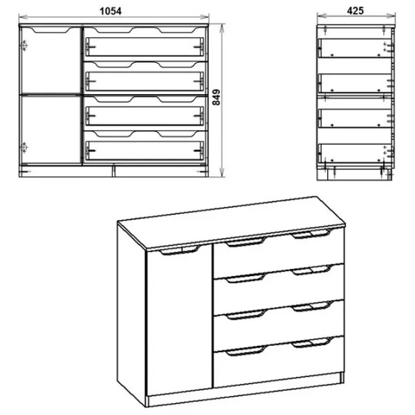 Comodă KompaniT 4+1М 84.9 x 105.4 x 42.5 / PAL / Nimfeia Alb photo 2 Comodă KompaniT 4+1М 84.9 x 105.4 x 42.5 / PAL / Nimfeia Alb photo 2