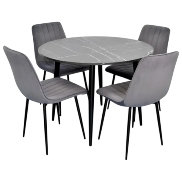 Set masă și scaune Evelin 402-6B + 4 XR-154B Rotundă / PAL / Dark Gray photo 1