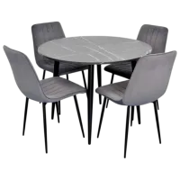 Set masă și scaune Evelin 402-6B + 4 XR-154B Rotundă / PAL / Dark Gray
