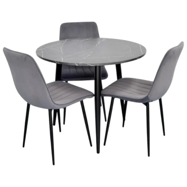 Set masă și scaune Evelin 404-6B + 3 XR-154B Rotundă / PAL / Dark Gray photo 1