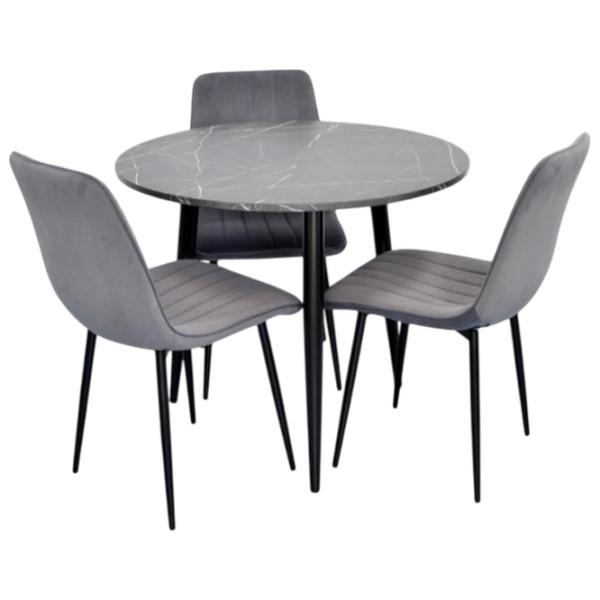 Set masă și scaune Evelin 404-6B + 3 XR-154B Rotundă / PAL / Dark Gray photo 1