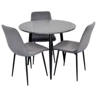Set masă și scaune Evelin 404-6B + 3 XR-154B Rotundă / PAL / Dark Gray