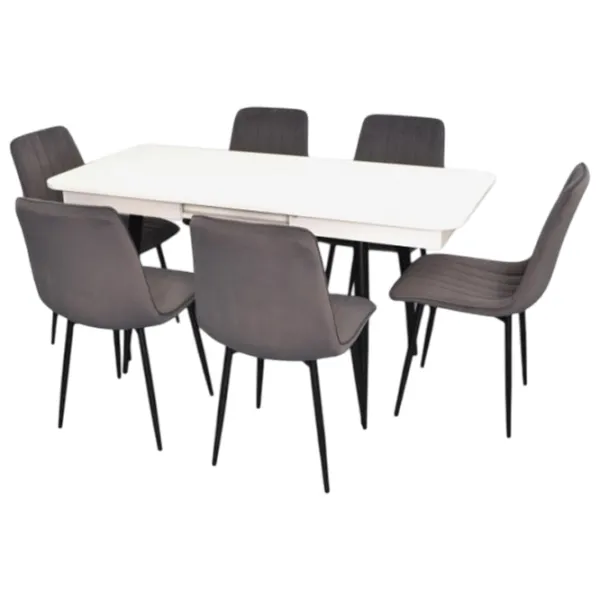 Set masă și scaune Evelin 431-1R B + 6 XR-154B Dreptunghiulară / PAL / Dark Gray photo 1