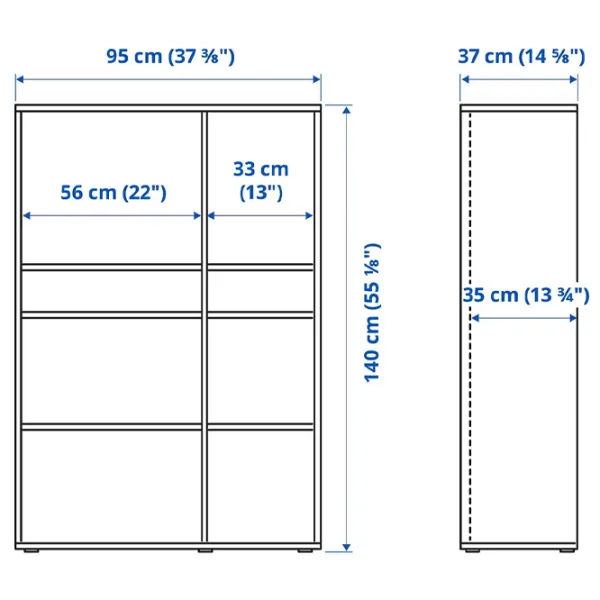 Стеллаж Ikea Vihals 140 x 95 x 37см cm / ЛДСП / Темно-серый photo 2