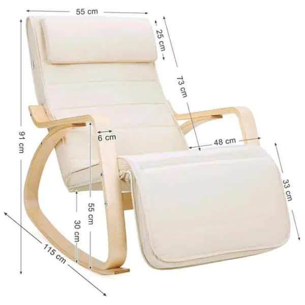 Кресло качалка Songmics LYY10M Beige Бежевый photo 6