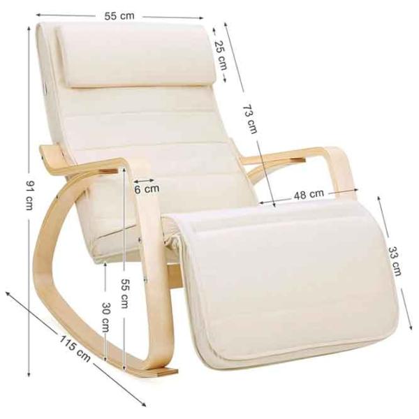 Кресло качалка Songmics LYY10M Beige Бежевый photo 6