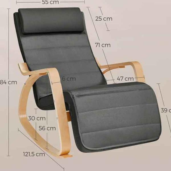 Fotoliu balansoar Songmics LYY10G Beige Gray photo 6