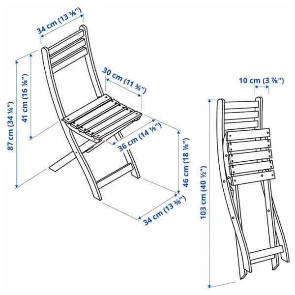 Scaun de grădină Ikea Askholmen/Klosan Lemn / Lemn / Brown Blue photo 4