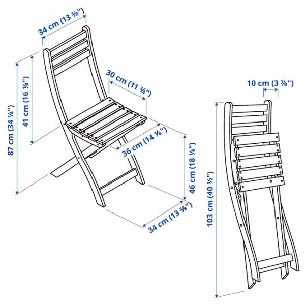 Scaun de grădină Ikea Askholmen/Klosan Lemn / Lemn / Brown Blue photo 4