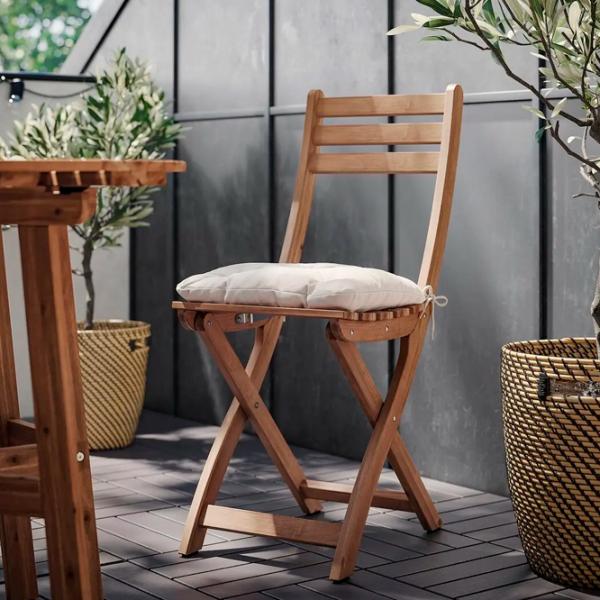 Садовый стул Ikea Askholmen/Kuddarna Массив / Полиэстер / Коричневый Brown photo 4