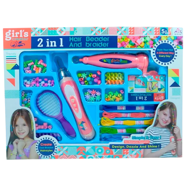 Креативный набор Lulu 2 in 1 Hair Beader and Braider MBK-272K 5+ / Разноцветный Розовый photo 1