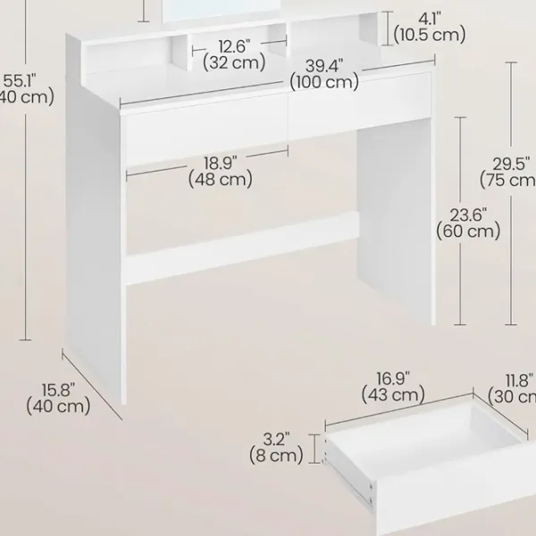Masă de toaletă Vasagle RDT163W01 MDF / White photo 6