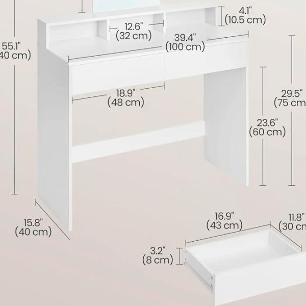 Masă de toaletă Vasagle RDT163W01 MDF / White photo 6