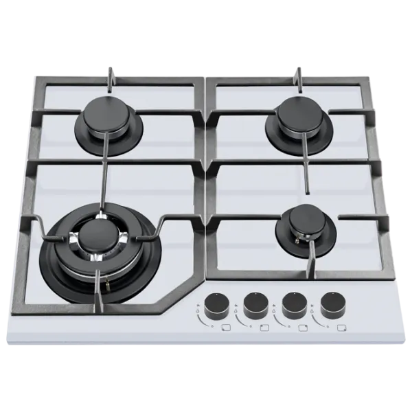 Plită încorporabilă pe gaz Backer NONA 6033 SBF Sticlă călită / White photo 2