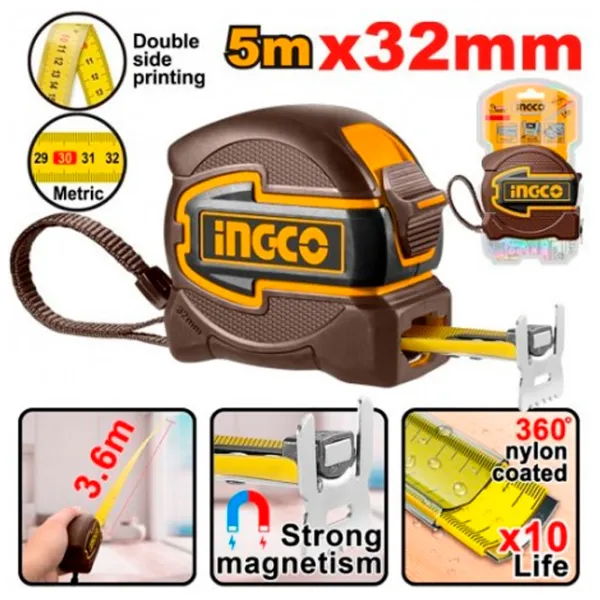 Ruletă INGCO HSMT80532M 5 m / Black photo 1