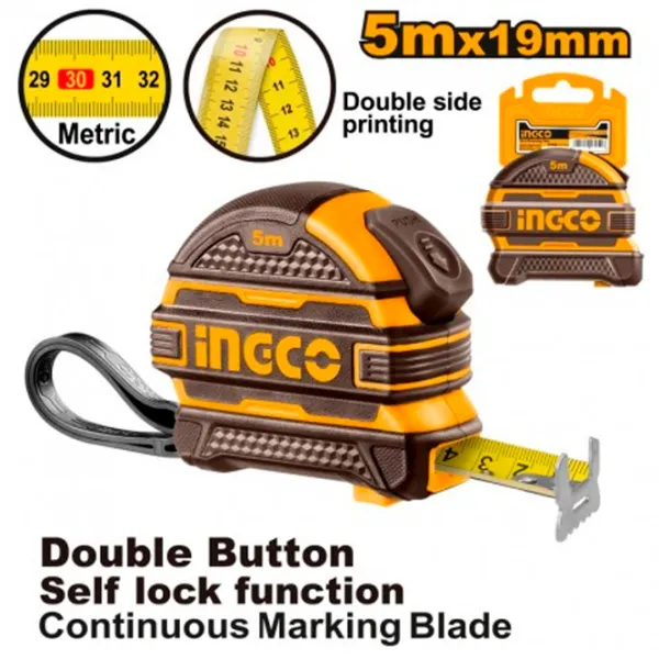 Рулетка INGCO HSMT08519-1 5 м / Черный photo 1