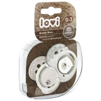 Suzetă cu tetina simetrică Lovi Buddy Bear 22/863 Unisex / 0 luni - 3 luni / Silicon / Beige