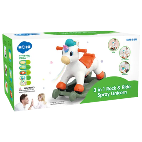Jucărie balansoar Hola Toys Unicorn 1.5 ani - / White photo 4