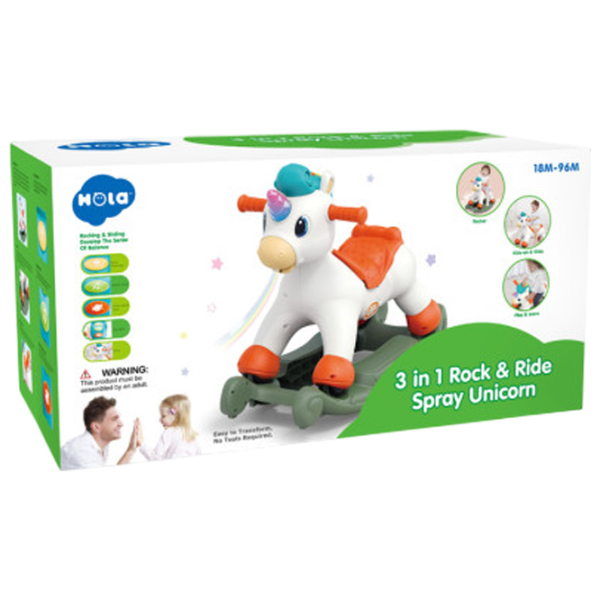 Jucărie balansoar Hola Toys Unicorn 1.5 ani - / White photo 4