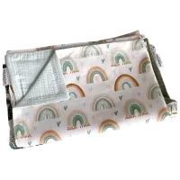 Pătură Sweet Baby Dreams Rainbow  Muslin / Green