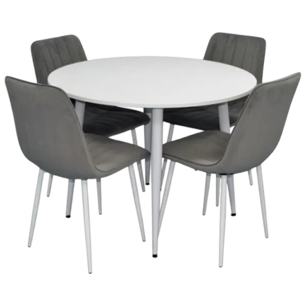 Set masă și scaune Evelin DT 402-5WH + 4 XR-154 Rotundă / PAL / White photo 1