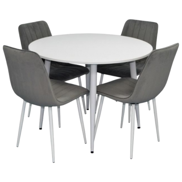 Set masă și scaune Evelin DT 402-5WH + 4 XR-154 Rotundă / PAL / White photo 1