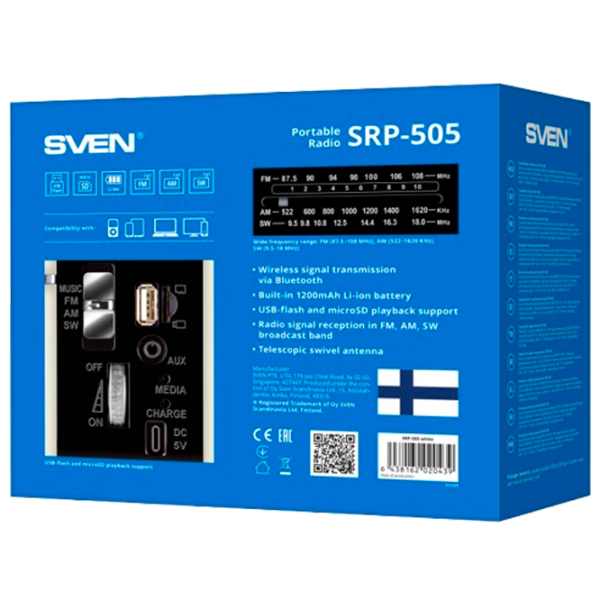 Портативная колонка Sven SRP-505 3 Вт/ Белый photo 7
