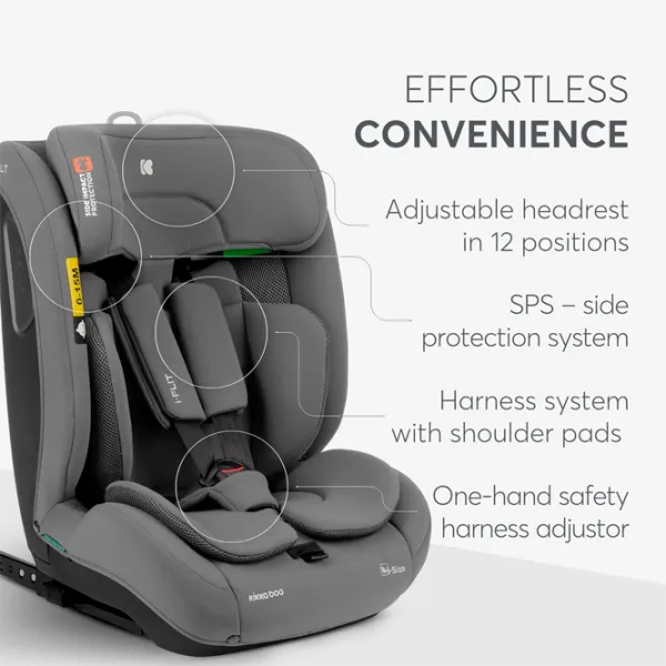 Детское автокресло Kikka Boo i-Flit  15 месяцев - 12 лет / 36 кг / Светло Серый photo 6