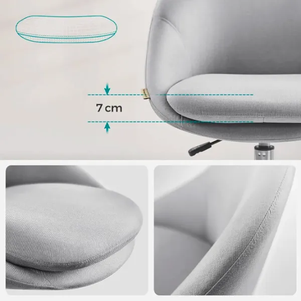 Fotoliu de birou Songmics OBG020G01V1 Pânză/ Gray Silver photo 3