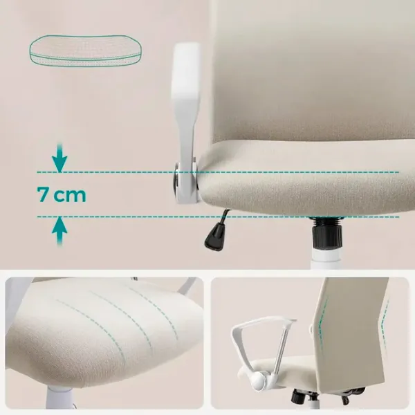 Fotoliu de birou Songmics OBN034K01 Poliester/ Beige White photo 2