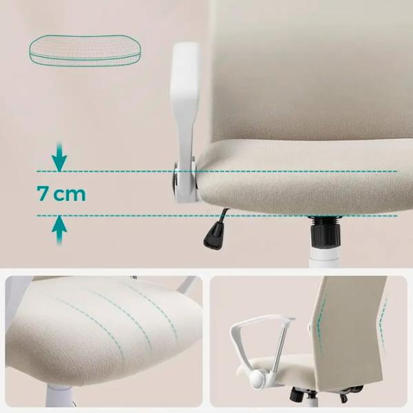 Fotoliu de birou Songmics OBN034K01 Poliester/ Beige White photo 2