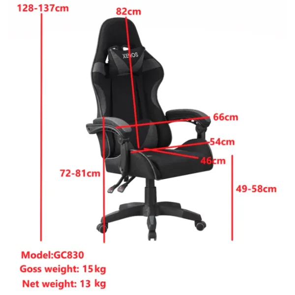 Scaun Gaming Xenos Hermes Gray Black photo 5