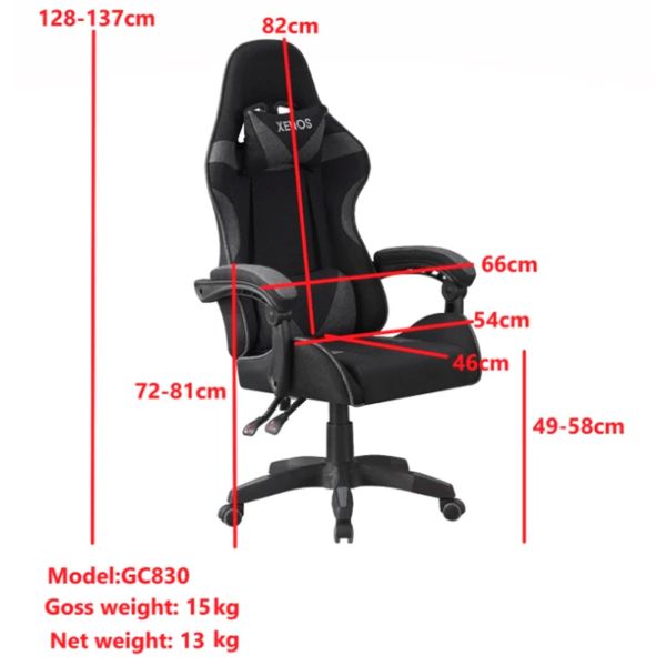 Scaun Gaming Xenos Hermes Gray Black photo 5
