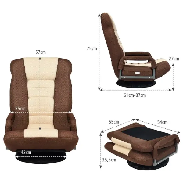 Fotoliu de birou Costway HW65937BN Pânză/ Brown Beige photo 3