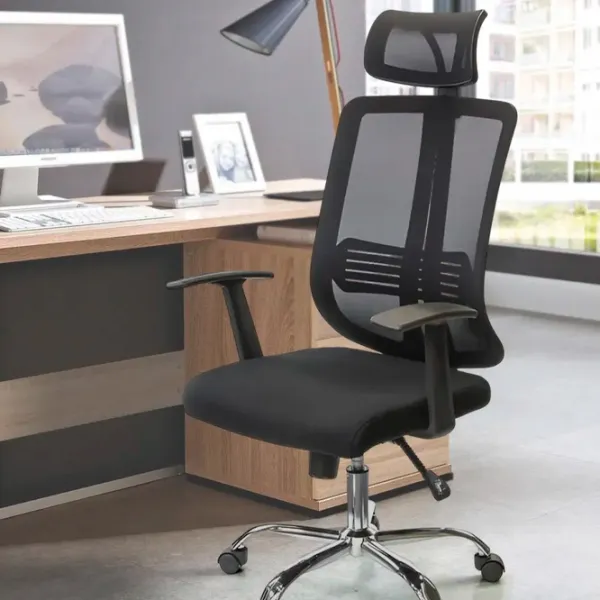 Fotoliu de birou Moderna Stil XY-6125 Plasă/ Black Silver photo 5