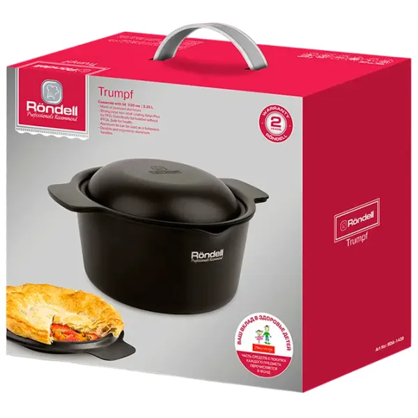 Кастрюля Rondell Pot with lid 2.35л Алюминий / Черный photo 5