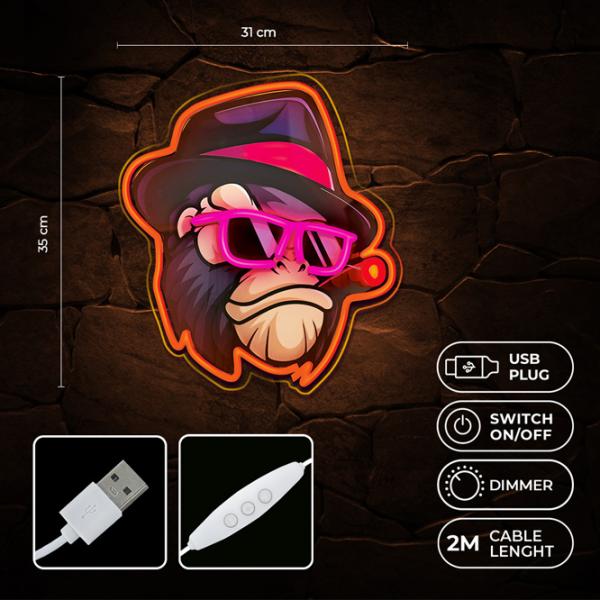 Lampă LED Forever Light Neon ART Gangsta Monkey Multicolor photo 4