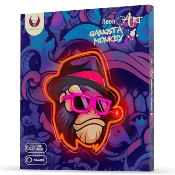 Lampă LED Forever Light Neon ART Gangsta Monkey Multicolor photo 8