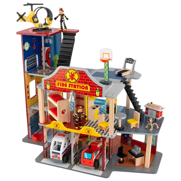Set jucării KidKraft Station Deluxe Fire Station 63214-MSN 3+ / Multicolor Red photo 1